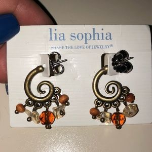 Lia Sophia Gold Swirl Beads & Gems Earrings